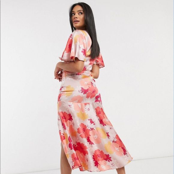 Asos design keyhole floral satin midi - Picture 5 of 5